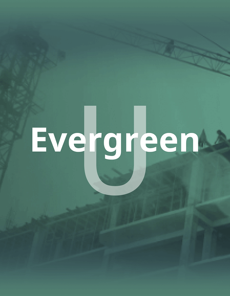 Graphic with the letter U and Evergreen